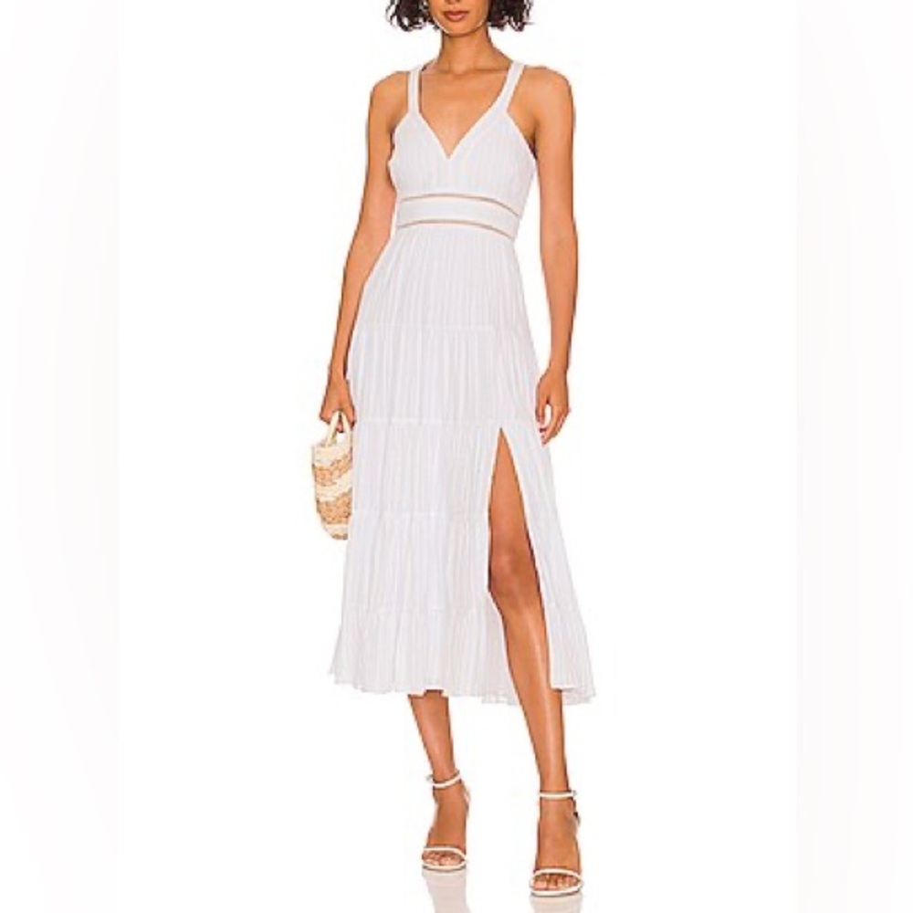 LIKELY Monty Midi Dress in White Side Slit Sleeveless Women's Size 10